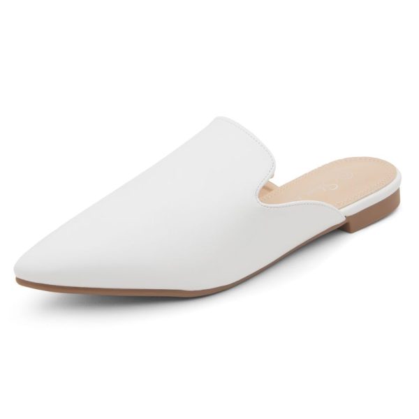 Cally Women's Mules, Pointed Toe Backless Loafer Shoes, Comfortable Flats, Slip-On Slides, Casual Flat Mule for Party, Office,
