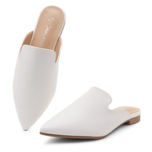 Cally Women's Mules, Pointed Toe Backless Loafer Shoes, Comfortable Flats, Slip-On Slides, Casual Flat Mule for Party, Office,