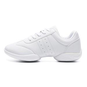 Girls Cheer Shoes White Youth Cheerleading Shoes Dance Athletic Training Breathable Dancing Lightweight Competition Comfortable