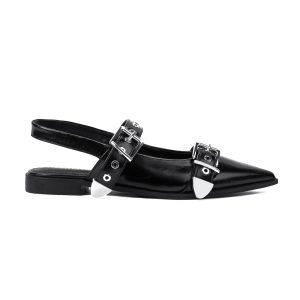Women's Buckle Ballet Flats Pointed Closed Toe Slingback Shoes with Low Heel Comfortable Dress Flats