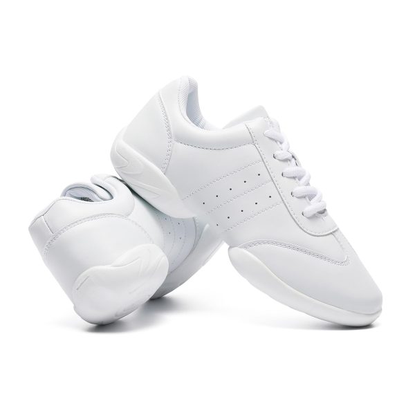 Girls Cheer Shoes White Youth Cheerleading Shoes Dance Athletic Training Breathable Dancing Lightweight Competition Comfortable