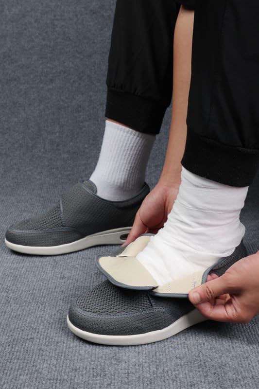 Diabetic Shoes for Men Wide Width Elderly Men's Diabetic Shoes Adjustable Closure Breathable Lightweight Non Slip Air Cushion