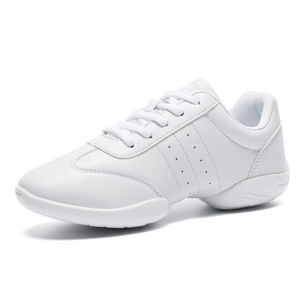 Girls Cheer Shoes White Youth Cheerleading Shoes Dance Athletic Training Breathable Dancing Lightweight Competition Comfortable