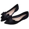 Bowknot Ballet Flats Womens Pointy Toe Casual Flat Shoes Suede Dress Shoes Wear to Work Slip On Moccasins