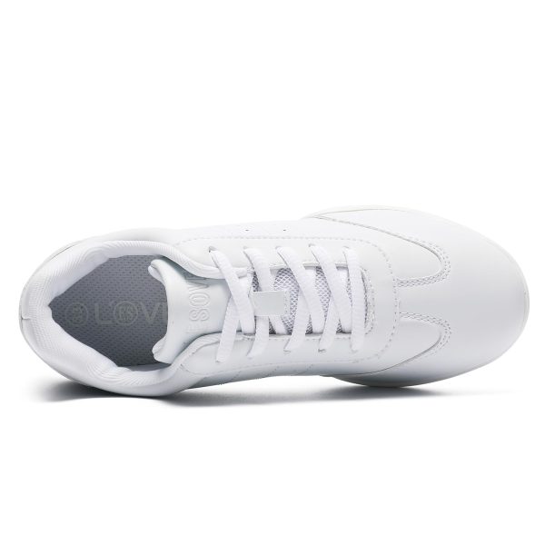 Girls Cheer Shoes White Youth Cheerleading Shoes Dance Athletic Training Breathable Dancing Lightweight Competition Comfortable