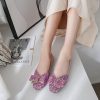 Women's Rhinestone Flats Pointed Toe Low Heel Wedding Shoes Comfortable Women Dress Shoes ﻿