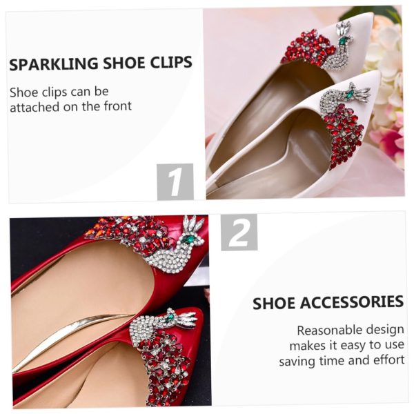Rhinestone Shoe Charms Buckle 2pcs Clip on Shoe Embellishments Decorative Shoe Clips for Heels Flats Shoe Accessories