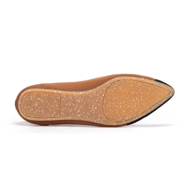 Women's Flat Shoes Black Pointed Toe Dress Shoes Knit Slip On Shoes Comfortable Walking Shoes for Woman Lightweight