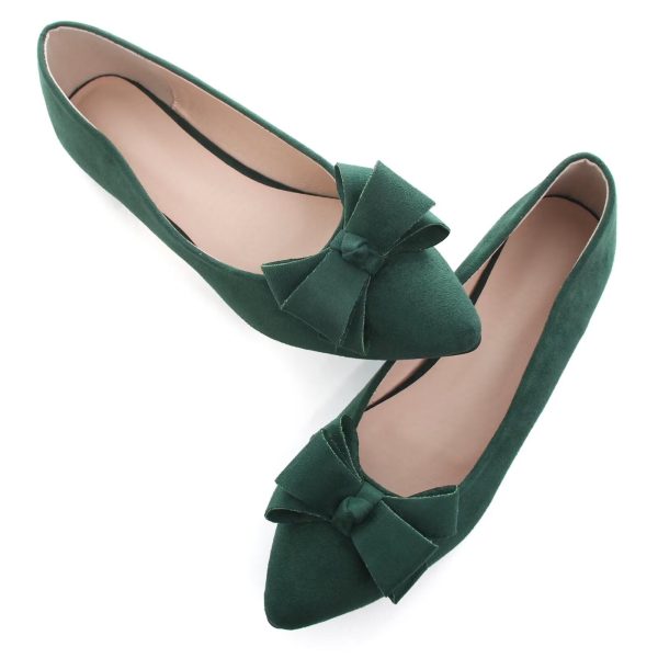 Womens Pointed Toe Ballet Flats Cute Bow-Knot Comfortable Loafers Formal Business Suede Slip On Dressy Walking Shoes