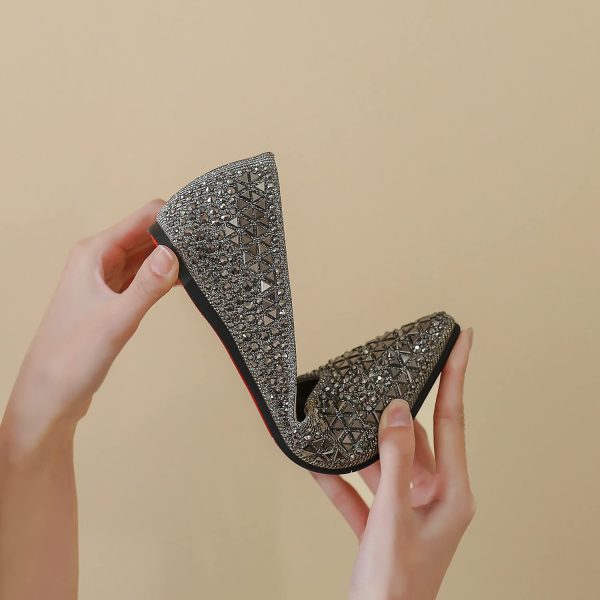 Flats Shoes Women Rhinestone Pointed Head Ballet Flats Comfortable Soft Memory Foam Insole Flat Shoes for Women Comfortable