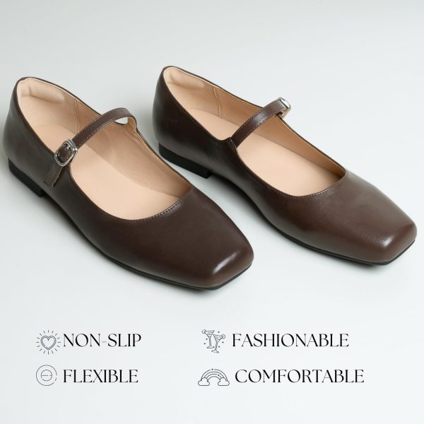 Women Mary Jane Shoes,Slip On Ankle Strap Dress Flat Shoes