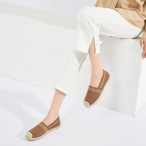 Womens Espadrilles Breathable Flats Shoes Mesh Slip on Loafers Soft White Flats