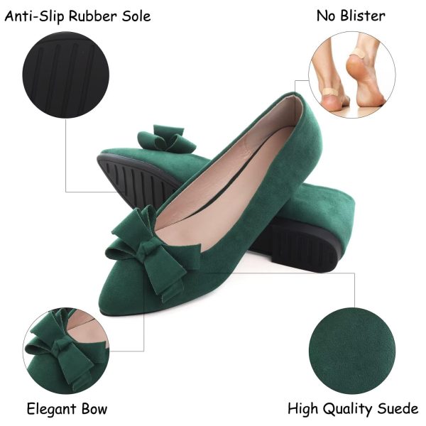Womens Pointed Toe Ballet Flats Cute Bow-Knot Comfortable Loafers Formal Business Suede Slip On Dressy Walking Shoes