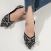 Flats Shoes Women Rhinestone Wedding Flats Comfort Pointed Toe Ballet Flat Shoe Low Heel Dress Shoes Sparkly Flats for Women
