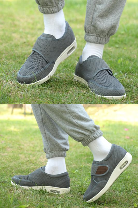 Diabetic Shoes for Men Wide Width Elderly Men's Diabetic Shoes Adjustable Closure Breathable Lightweight Non Slip Air Cushion