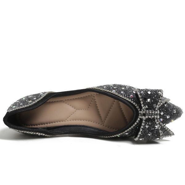 Flats Shoes Women Rhinestone Wedding Flats Comfort Pointed Toe Ballet Flat Shoe Low Heel Dress Shoes Sparkly Flats for Women