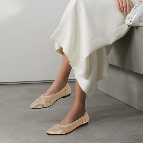 Women's Flats Shoes Pointed Toe Knit Ballet Comfortable Dressy Mesh Flat