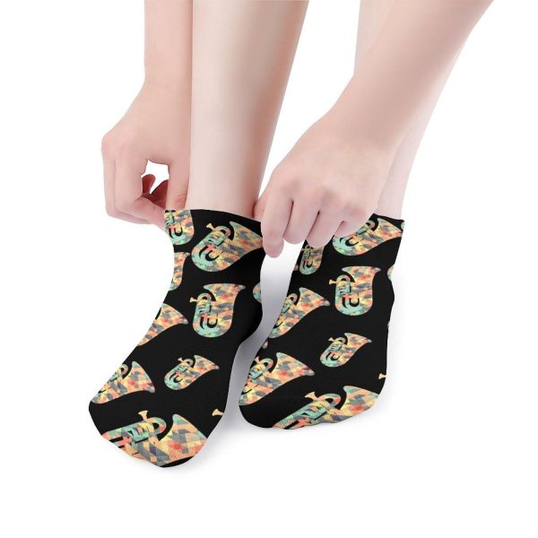 Tuba Instruments Music ArtTuba Instruments Music Art 5 Pairs Ankle Socks Low-Cut Non Slip Athletic Running Flat Sock for Men And