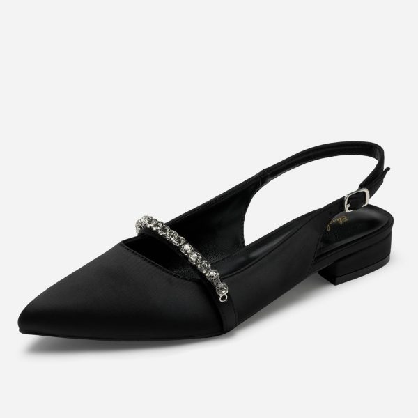 Women Slingback Flats with Rhinestone Pointed Toe Flats for Women Dressy Shoes
