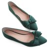 Womens Pointed Toe Ballet Flats Cute Bow-Knot Comfortable Loafers Formal Business Suede Slip On Dressy Walking Shoes