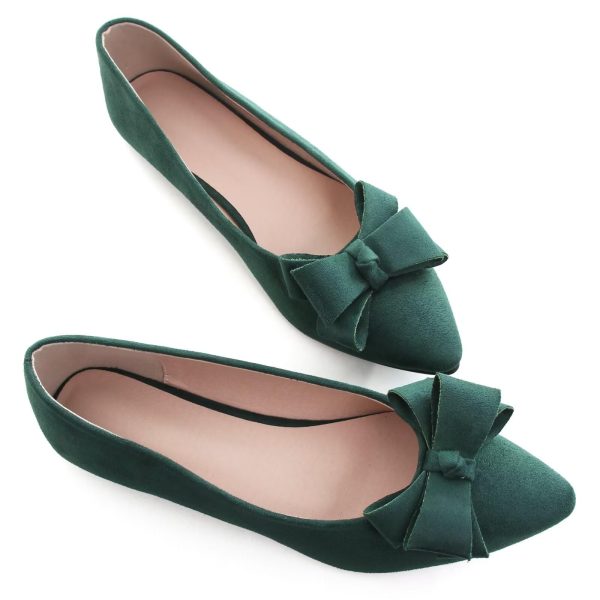 Womens Pointed Toe Ballet Flats Cute Bow-Knot Comfortable Loafers Formal Business Suede Slip On Dressy Walking Shoes