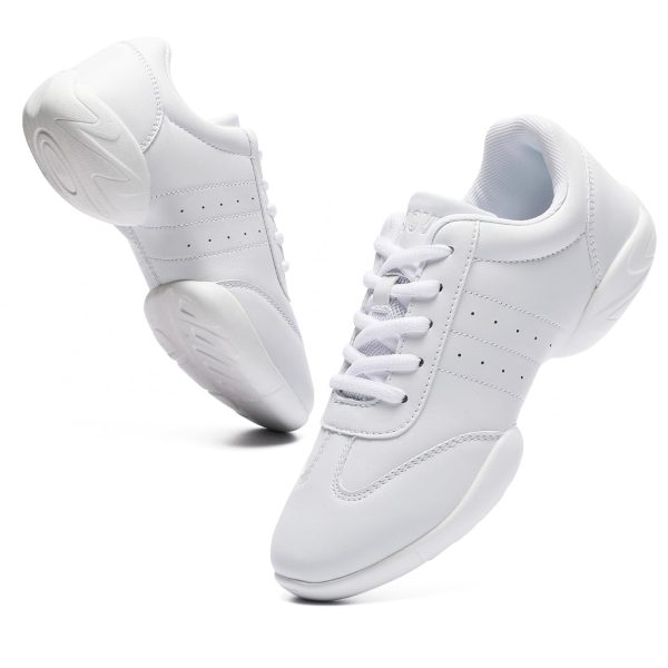 Girls Cheer Shoes White Youth Cheerleading Shoes Dance Athletic Training Breathable Dancing Lightweight Competition Comfortable