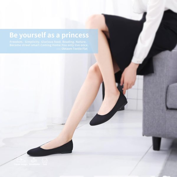 Round Toe Women Flat Shoes Slip on Girls Dress Black Ballet Flats