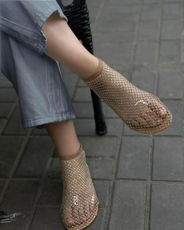 Mesh Flats for Women - Ultra Comfortable Shiny Gem Mesh Flats - Sparkle Shoes Sandals
