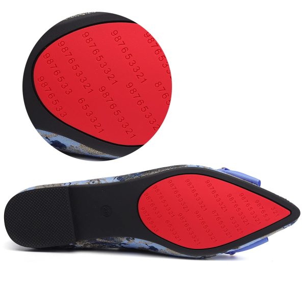 Women's Flats Shoes Pointed Toe Bow Embroidery Ballet Comfortable Dressy Slip On Flat