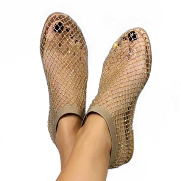 Mesh Flats for Women - Ultra Comfortable Shiny Gem Mesh Flats - Sparkle Shoes Sandals