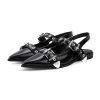 Women's Buckle Ballet Flats Pointed Closed Toe Slingback Shoes with Low Heel Comfortable Dress Flats