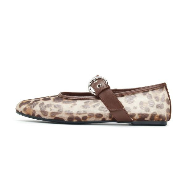 Leopard Flats for Women Mesh Flats Ballet Flats Mary Jane Flats Women's Dress Shoes Ballet Shoes