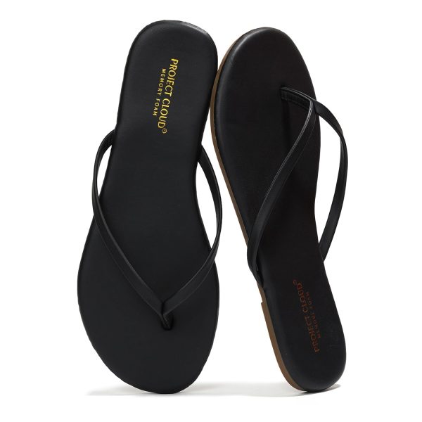 Flip Flops for Women Footwear - Memory Foam Flats Sandals for Women 2025 - Vegan Leather Lightweight Sandals Summer Beach