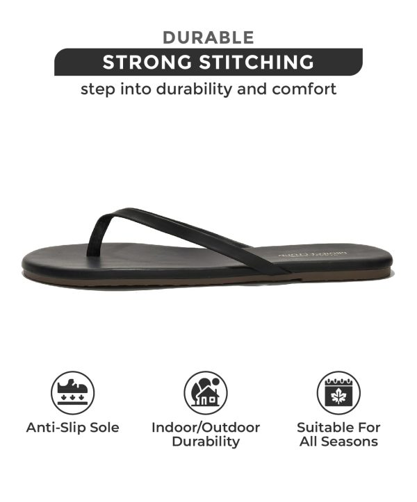 Flip Flops for Women Footwear - Memory Foam Flats Sandals for Women 2025 - Vegan Leather Lightweight Sandals Summer Beach
