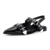 Women's Buckle Ballet Flats Pointed Closed Toe Slingback Shoes with Low Heel Comfortable Dress Flats
