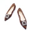 Women's Crystal Buckle Ballet Flats - Pointed Toe Slip On Dressy Shoes