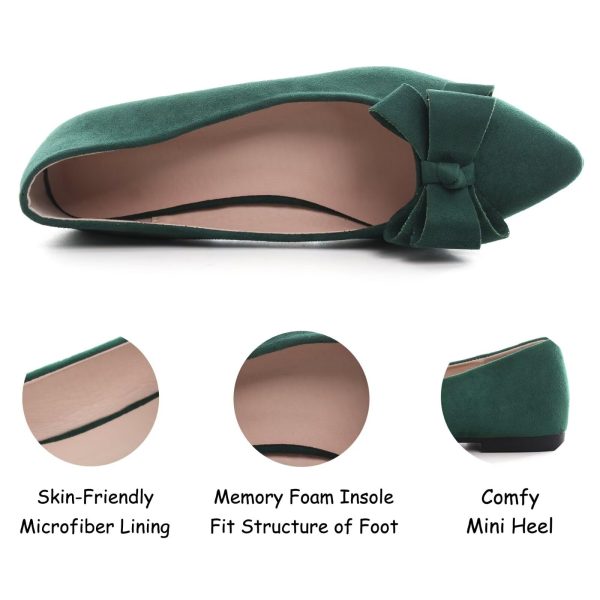 Womens Pointed Toe Ballet Flats Cute Bow-Knot Comfortable Loafers Formal Business Suede Slip On Dressy Walking Shoes