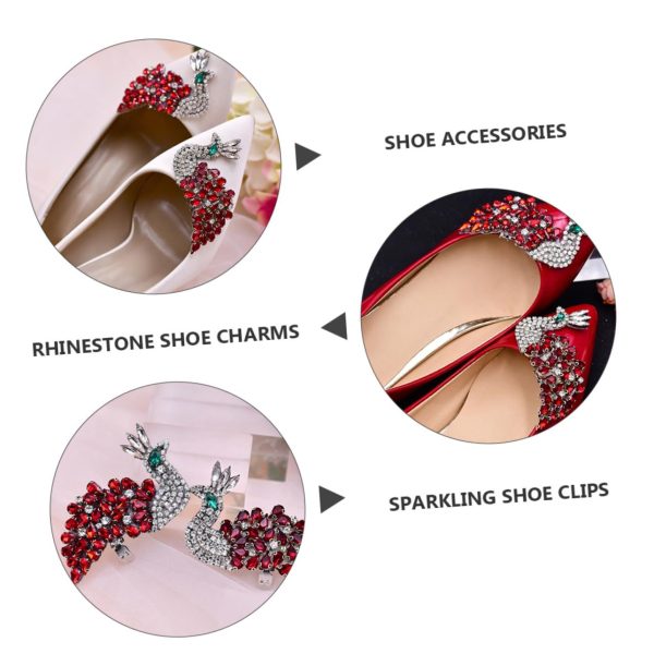 Rhinestone Shoe Charms Buckle 2pcs Clip on Shoe Embellishments Decorative Shoe Clips for Heels Flats Shoe Accessories