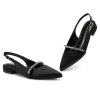 Women Slingback Flats with Rhinestone Pointed Toe Flats for Women Dressy Shoes