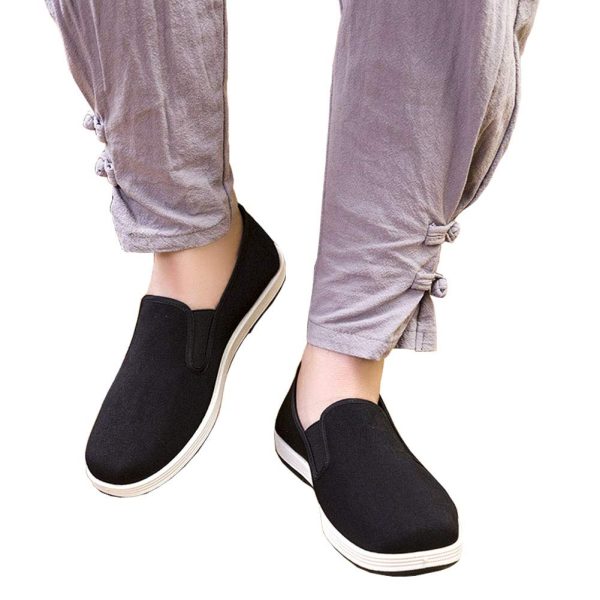 Kung Fu Tai Chi Martial Arts Shoes Rubber Sole Unisex Canvas Anti-Slip Fashion Qigong Trainerss Black
