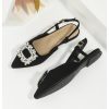 Women's Rhinestone Decor Pointed Toe Slingback Flats Faux Suede Dress Sandals