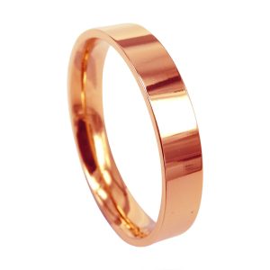 Women Wedding Band Titanium Ring Flat Shape Polished Anniversary Engagement Ring Unisex Ring Rose Gold 4mm Size 3.5-16.5