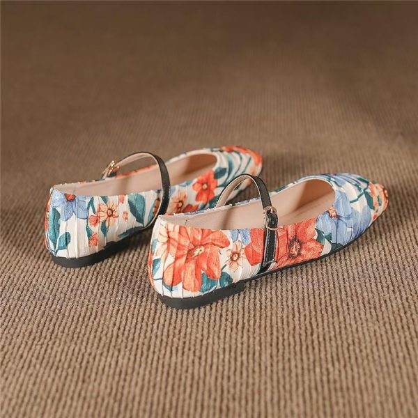 Mary Jane Square Toe Black Ballet Flats for Women - Comfortable Ankle Strap Casual Slip On Flats