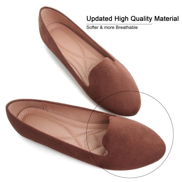 Women Round Toe Flats Comfortable Ballet Flat Shoes for Women Dressy Slip-ons Loafers Brown Size 8.5