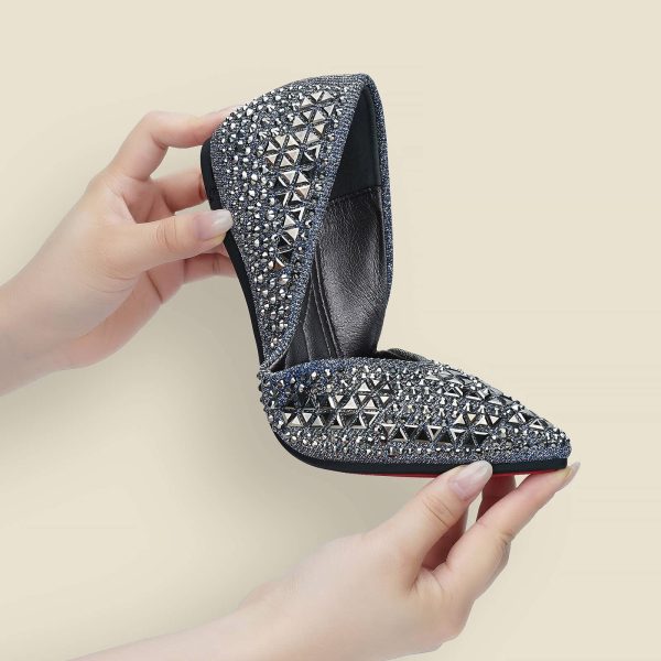 Flats Shoes Women Rhinestone Pointed Head Ballet Flats Comfortable Soft Memory Foam Insole Flat Shoes for Women Comfortable