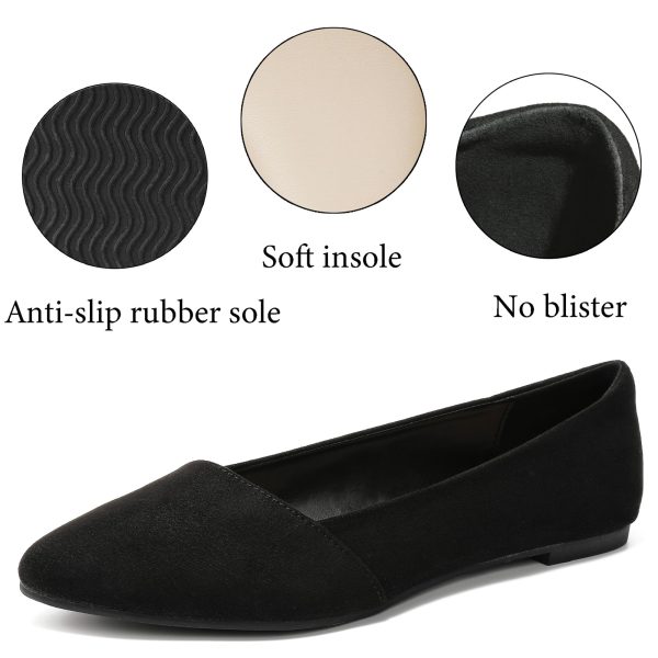 Women's Wide Width Flat Shoes, Classic Dressy Pointed Suede Cozy Slip on Soft Ballet Flats.
