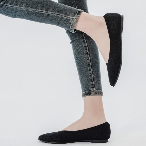 Women's Wide Width Flats Shoes, Comfortable Breathable Soft Ladies Slip on Knitted Ballet Shoes.