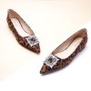 Women's Crystal Buckle Ballet Flats - Pointed Toe Slip On Dressy Shoes