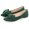 Bowknot Ballet Flats Womens Pointy Toe Casual Flat Shoes Suede Dress Shoes Wear to Work Slip On Moccasins