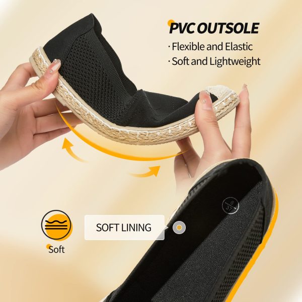 Women's Flats Shoes,Breathable Black Espadrilles Flats,Black and White Slip on Shoes(Lightweight and Soft)